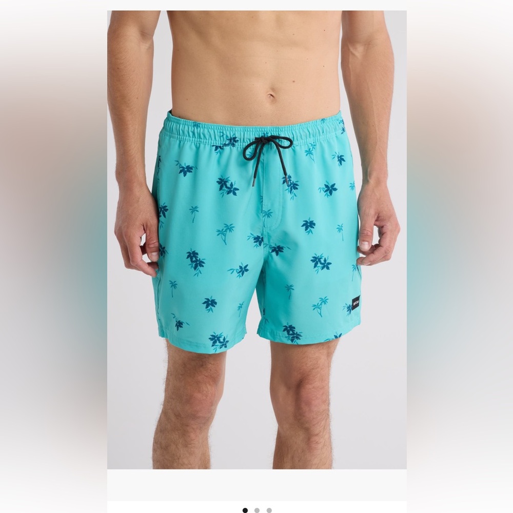 Rip Curl Party Volley Swim Shorts trunks board shorts‎ aqua palm trees XL NWT